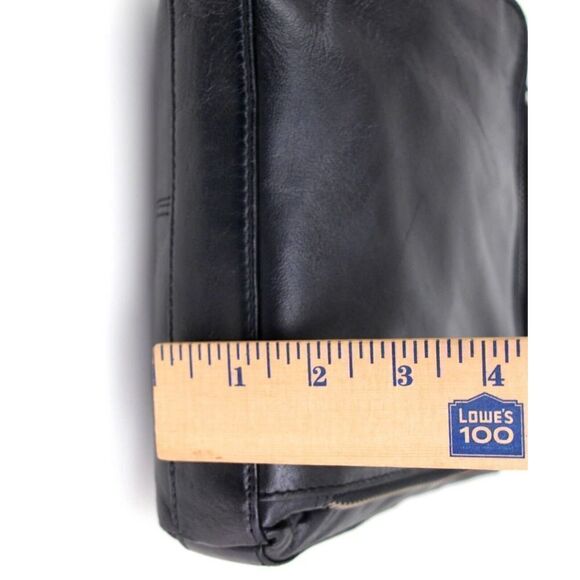 ESTALON BLACK GENUINE LEATHER ZIP TOP CROSSBODY MESSENDGER SHOULDER BAG PURSE - Picture 12 of 15